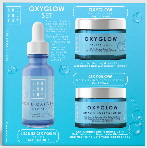 OxyGlow Set - Moisturiser, Mask and Liquid Oxygen Drops 90ml
