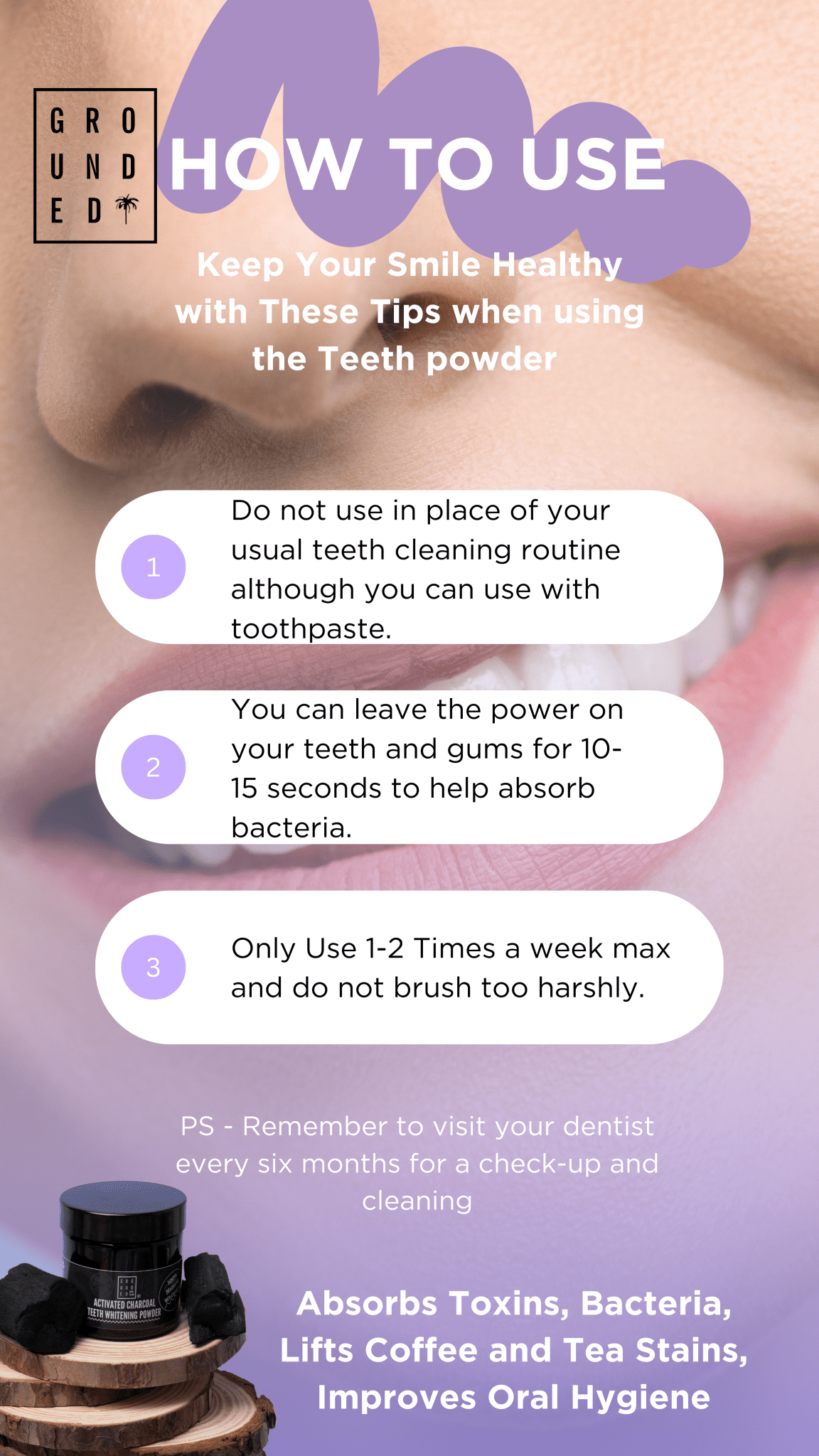 White Charcoal™ Teeth Whitening & Brushing Powder - Divine White