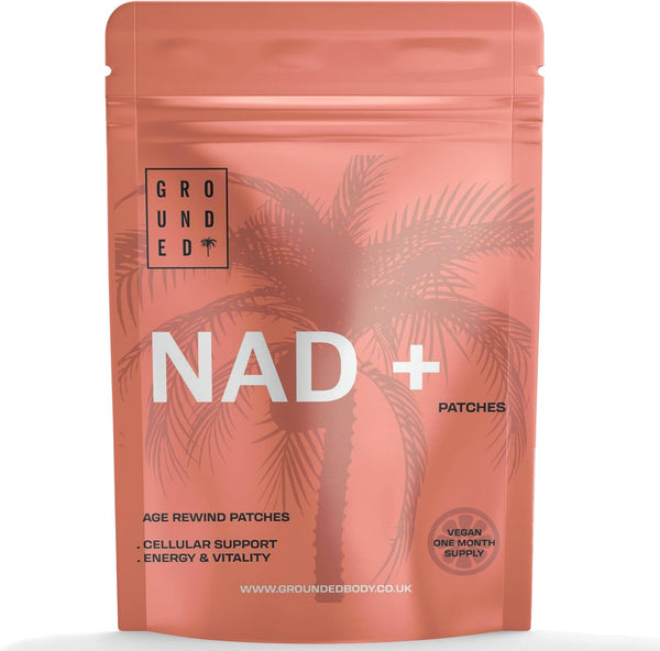 Grounded NAD+ Patches with NMN, NAC, Lion’s Mane, Ginkgo & CoQ10. Vegan & Caffeine Free. 30 Day Supply. - Grounded Body