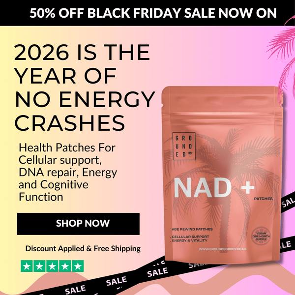 Grounded NAD+ Patches with NMN, NAC, Lion’s Mane, Ginkgo & CoQ10. Vegan & Caffeine Free. 30 Day Supply. - Grounded Body