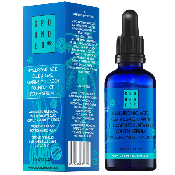Blue Algae & Collagen Fountain of Youth HA Facial Serum - Grounded Body Beauty